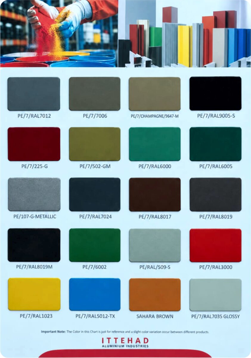 Ittehad Aluminium powder coating shade card